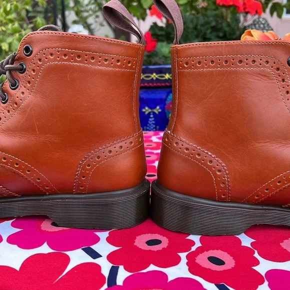 Dr. Martens Affleck Cognac Brogue Wingtip 7 Eye Lace Up Boots - Picture 14 of 17